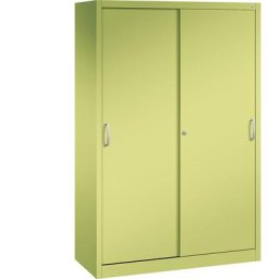 C+P Armoire à portes coulissantes ACURADO, 3 tablettes, 2 casiers verrouillables, h x l x p 1950 x 1200 x 500 mm, vert viridin