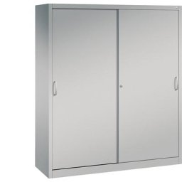C+P Armoire à portes coulissantes ACURADO, 6 tablettes, 2 casiers verrouillables, h x l x p 1950 x 1600 x 500 mm, aluminium
