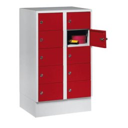 Wolf Armoire à petits casiers, 10 casiers, h x l 990 x 600 mm, coloris portes rouge feu RAL 3000