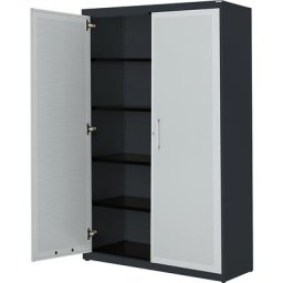 mauser Armoire à portes battantes, à effet acoustique, h x l x p 1956 x 1200 x 432 mm, 4 tablettes, anthracite / gris clair