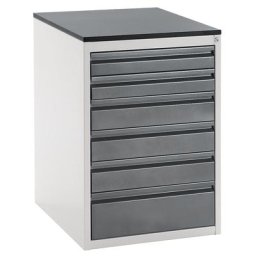 RAU Armoire à tiroirs sur glissières télescopiques, hauteur 820 mm, tiroirs: 2 x 90, 3 x 120, 1 x 180 mm, gris clair / anthracite métallisé, largeur 580 mm