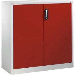 C+P Armoire basse ACURADO, 3 hauteurs de classeurs, h x l x p 1200 x 1200 x 400 mm, gris clair / rouge feu