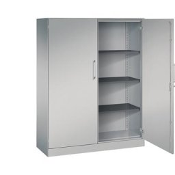 C+P Armoire à portes battantes ASISTO, hauteur 1617 mm, largeur 1200 mm, 3 tablettes, aluminium / aluminium