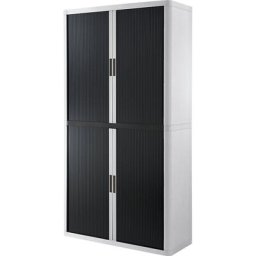 Paperflow Armoire à rideaux easyOffice®, 4 tablettes, hauteur 2040 mm, blanc / noir