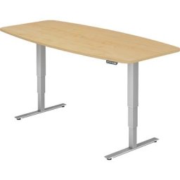 Table de conférence, l x p 2200 x 1030 mm, réglage électrique de la hauteur de 620 à 1270 mm, façon érable