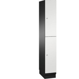C+P Armoire à casiers CAMBIO avec tringle, 2 casiers, corps gris noir / porte gris clair, largeur 300 mm