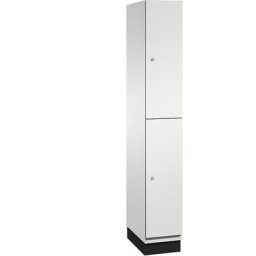 C+P Armoire à casiers CAMBIO avec tringle, 2 casiers, corps gris clair / porte gris clair, largeur 300 mm