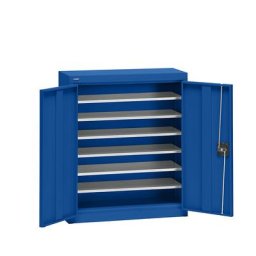 eurokraft pro Armoire d'atelier en tôle d'acier, hauteur 780 mm, bleu gentiane RAL 5010, 6 tablettes