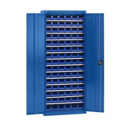 eurokraft pro Armoire d'atelier avec bacs de stockage, hauteur 1575 mm, 14 tablettes, bleu gentiane