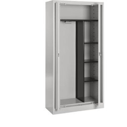mauser Armoire métallique à portes escamotables, vestiaire, 3 tablettes courtes, profondeur 420 mm, gris clair