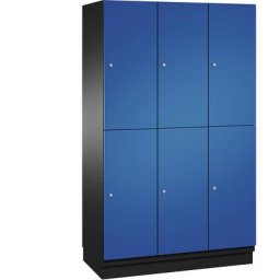 C+P Armoire à casiers CAMBIO avec tringle, 6 casiers, corps gris noir / porte bleu gentiane, largeur 1200 mm