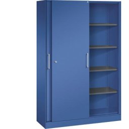 C+P Armoire à portes coulissantes ASISTO, hauteur 1980 mm, largeur 1200 mm, bleu gentiane / bleu gentiane