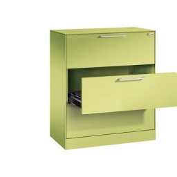 C+P Armoire à fiches ASISTO, hauteur 992 mm, 3 tiroirs, format A4 horizontal, vert viridin / vert viridin