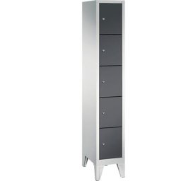 C+P Armoire à casiers sur pieds CLASSIC, 1 compartiment, 5 casiers, largeur compartiment 300 mm, gris clair / gris noir