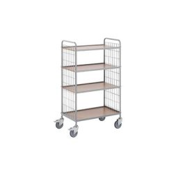 eurokraft pro Chariot de bureau à tablettes, hauteur 1325 mm, 4 niveaux, 4 roulettes pivotantes, dont 2 avec blocage double, Ø 125 mm