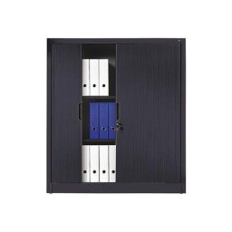 C+P Armoire à rideaux à lames verticales, h x l x p 1345 x 1200 x 420 mm, 3 tablettes, 3,5 hauteurs classeurs, gris noir