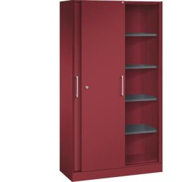 C+P Armoire à portes coulissantes ASISTO, hauteur 1980 mm, largeur 1000 mm, rouge rubis / rouge rubis