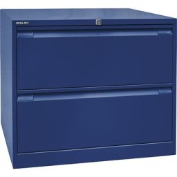 BISLEY Classeur pour dossiers suspendus à 2 rangées, 2 tiroirs, format A4, bleu oxford
