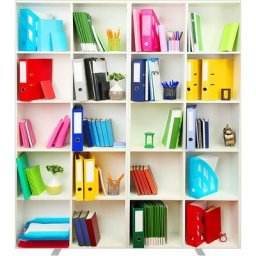 Cloison easyScreen, avec motif photo, modèle bibliothèque, largeur 1600 mm