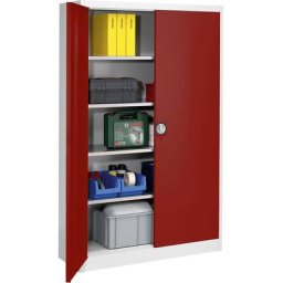 mauser Armoire de stockage, h x l x p 1950 x 1200 x 500 mm, gris clair / rouge feu