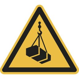 Panneaux d'avertissement, avertissement pour charges suspendues, lot de 10, plastique, longueur côtés 200 mm