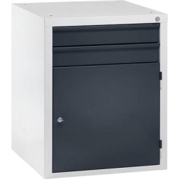 Armoire à tiroirs, 2 tiroirs, 1 porte, gris clair / anthracite