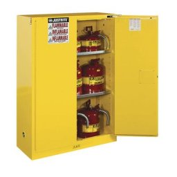 Justrite Armoire de sécurité FM, h x l x p 1651 x 1092 x 457 mm, portes à fermeture automatique, pour produits dangereux pour la nappe phréatique, jaune