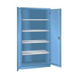 LISTA Armoire à portes battantes h x l x p 1950 x 1000 x 580 mm, armoire vide avec 4 tablettes, bleu clair