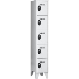 Wolf Vestiaire multicases, hauteur cases 320 mm, h x l x p 1850 x 300 x 500 mm, largeur compartiments 300 mm, coloris corps / porte gris clair / gris clair