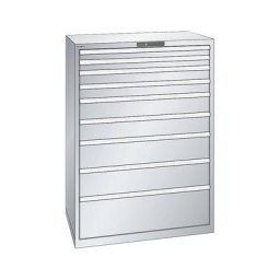 LISTA Armoire à tiroirs en tôle d'acier, h x l 1450 x 1023 mm, 9 tiroirs, charge max. 200 kg, gris clair