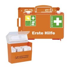 SÖHNGEN Trousse de secours, avec distributeur de pansements et fixation murale, orange