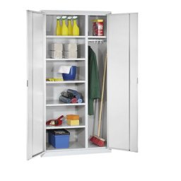 eurokraft pro Armoire à portes battantes, 6 tablettes, 1 tringle, profondeur 400 mm, gris clair