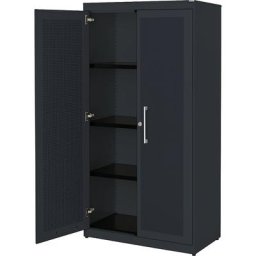 mauser Armoire à portes battantes, à effet acoustique, h x l x p 1516 x 800 x 432 mm, 3 tablettes, anthracite / anthracite