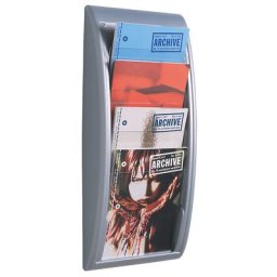 Présentoir mural, 4 cases pour format A4, argent aluminium, lot de 2