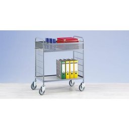 Chariot de bureau à tablettes, force 150 kg, dimensions plateaux L x l 770 x 425 mm, 2 tablettes, hauteur tablettes 240 / 750 mm