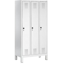 C+P Penderie EVOLO, avec pieds en plastique, 3 compartiments largeur 300 mm, gris clair
