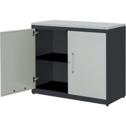 mauser Armoire à portes battantes, h x l 830 x 1000 mm, plateau en plastique, 1 tablette, anthracite / gris clair / gris clair