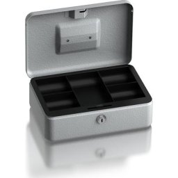 eurokraft basic Caisse à monnaie, insert en plastique avec cinq compartiments à monnaie, h x l x p 90 x 255 x 180 mm, gris clair