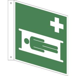 Panneaux d'urgence et de secours, brancard, lot de 10, plastique, bannière, 200 x 200 mm