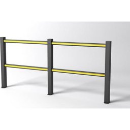 Système de main courante FLEX IMPACT, potelets noirs - traverses noires/jaunes, largeur 2500 mm