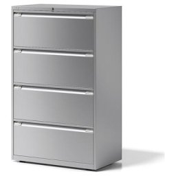 BISLEY Classeur pour dossiers suspendus ESSENTIALS, 2 rangées, 4 tiroirs, argent