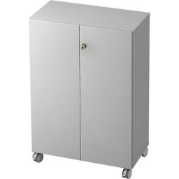 eurokraft pro CONTACT - Armoire de bureau, 2 tablettes, avec roulettes, gris clair