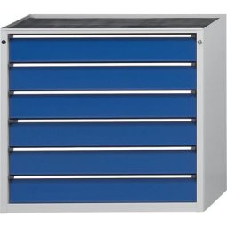 ANKE Armoire à tiroirs, l x p 1060 x 675 mm, charge max. tiroirs 200 kg, 6 tiroirs, hauteur 980 mm, façade bleu gentiane