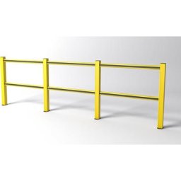 Système de main courante FLEX IMPACT, potelets jaunes - traverses jaunes/noires, largeur 3750 mm