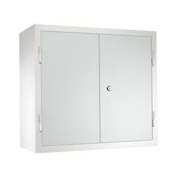 eurokraft basic Armoire murale d'atelier, h x l x p 600 x 650 x 320 mm, portes en tôle pleine, avec 2 tablettes, gris clair RAL 7035