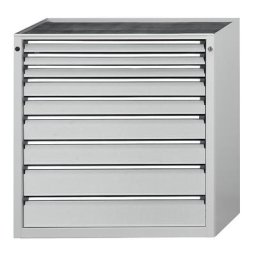 ANKE Armoire à tiroirs, l x p 910 x 675 mm, charge max. tiroirs 200 kg, 9 tiroirs, hauteur 1280 mm, façade gris clair