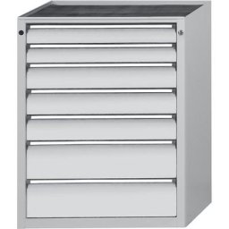 ANKE Armoire à tiroirs, l x p 760 x 675 mm, charge max. tiroirs 200 kg, 7 tiroirs, hauteur 980 mm, façade gris clair