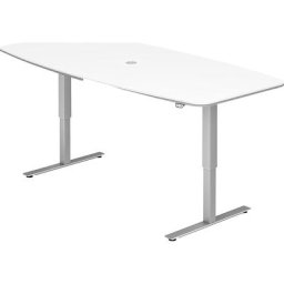 Table de conférence, l x p 2200 x 1030 mm, réglage électrique de la hauteur de 720 à 1190 mm, blanc
