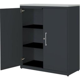 mauser Armoire à portes battantes, h x l 1180 x 1000 mm, plateau en plastique, 2 tablettes, anthracite / anthracite / gris clair