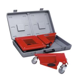 Coin rouleur dans mallette plastique pratique, en tôle d'acier, pour charges sans pieds, force 150 kg par pièce, lot de 4